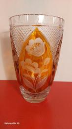 Groote Bohemia Bernstein vaas., Antiek en Kunst, Antiek | Glaswerk en Kristal, Ophalen of Verzenden