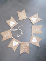 Vlaggenlijn slinger in jute. Huwelijk, trouw, getrouwd H18cm, Ophalen of Verzenden, Zo goed als nieuw