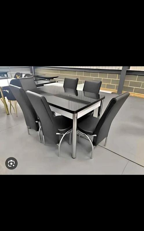 Nieuwe Eettafel met 6 Stoelen - Gratis Bezorging, Antiek en Kunst, Antiek | Meubels | Tafels, Verzenden