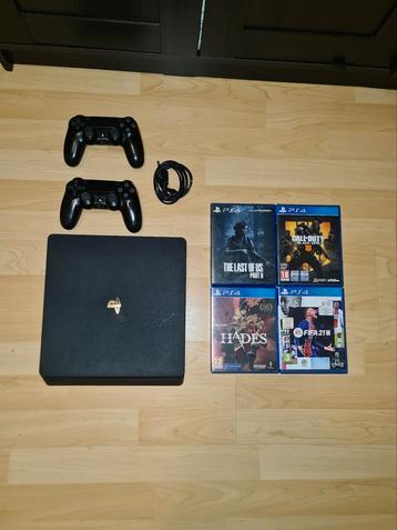 Playstation 4 Slim 1TB | 2 manettes | 4 meilleurs jeux, Enlèvement ou Envoi, Comme neuf, Slim