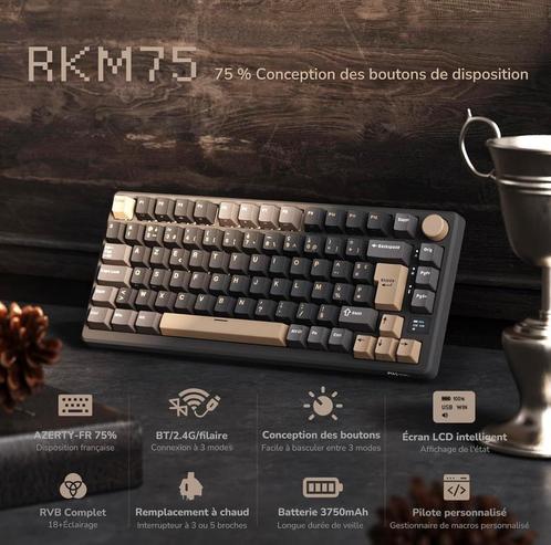 Royal Kludge R75 draadloos mechanisch toetsenbord, Computers en Software, Toetsenborden, Nieuw, Azerty, Draadloos, Ergonomisch