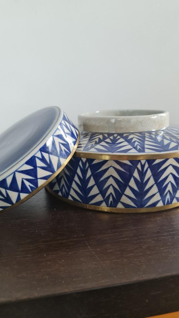 RALF LAUREN GEËMAILLEERDE DEKSELPOT ONGESIGNEERD., Huis en Inrichting, Keuken | Keukenbenodigdheden, Gebruikt, Ophalen