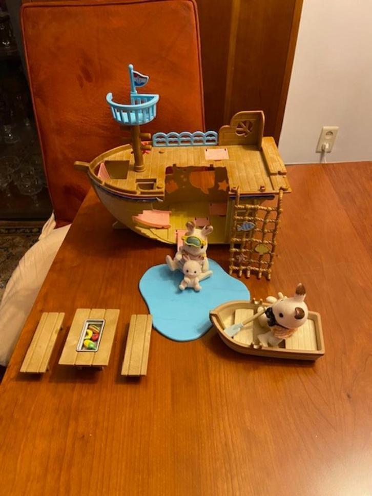 Sylvanian 5210 De schattenjachtboot met extra's., Kinderen en Baby's, Speelgoed | Poppenhuizen, Gebruikt, Poppenhuis, Ophalen of Verzenden