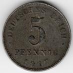 Allemagne : 5 Pfennig 1917 sans Lettre d'atelier KM#19 Ref 1, Timbres & Monnaies, Enlèvement ou Envoi, Monnaie en vrac, Allemagne