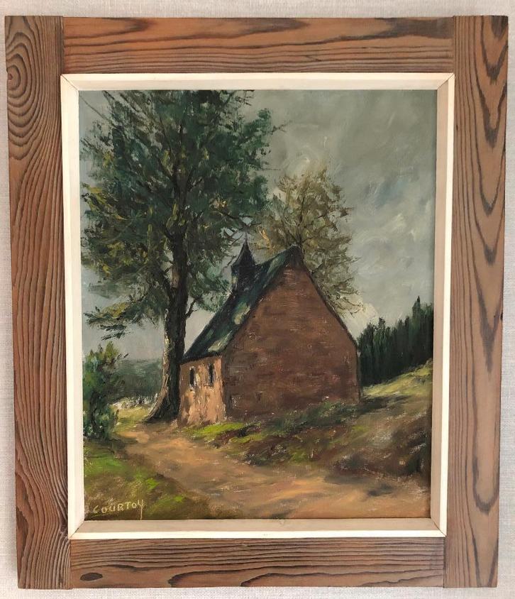 Toile "Chapelle Sainte-Anne" des Pouhons d'Omer Courtoy, Antiek en Kunst, Kunst | Schilderijen | Klassiek, Ophalen