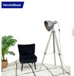 Staande industriële lamp hout donker grijs zgan Met mooi uit, Ophalen, 100 tot 150 cm, Zo goed als nieuw, Hout