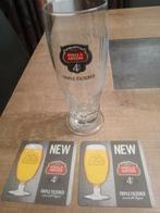 Stella Artois glas UK (Triple Filtered) + 2 bierkaartjes, Ophalen of Verzenden, Zo goed als nieuw, Glas of Glazen, Stella Artois