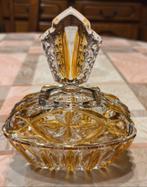 Handgemaakt Bleikristal Bernstein zeepbakje 15 hoogte., Antiek en Kunst, Ophalen of Verzenden