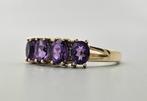 Bague vintage en or, pierre précieuse, améthyste et diamant., Enlèvement ou Envoi, Or, Bague, Avec pierre précieuse