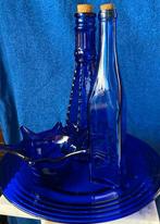 4-delige blauwe decoratieset in glas, Ophalen of Verzenden, Zo goed als nieuw