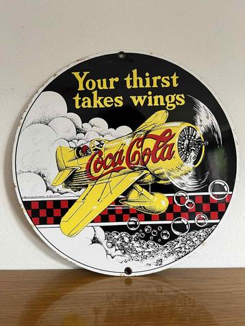 Vintage email bord Coca-Cola beschikbaar voor biedingen