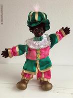 Authentieke etalage zwarte Piet pop - 22cm, roze/groen/goud, Diversen, Verzenden