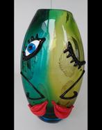 Murano stijl abstract gezicht glas/glazen vaas, Antiek en Kunst, Ophalen of Verzenden