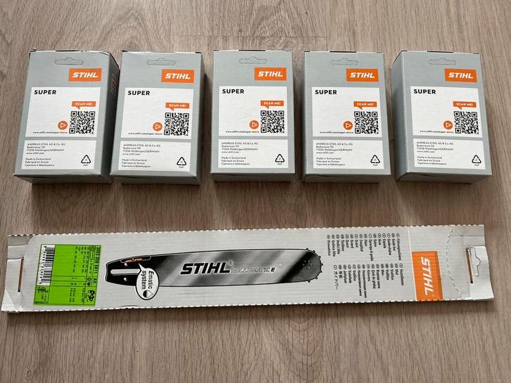 Lame de scie Stihl 37 cm + 5 chaînes neuves !, Bricolage & Construction, Outillage | Pièces de machine & Accessoires, Neuf, Enlèvement ou Envoi