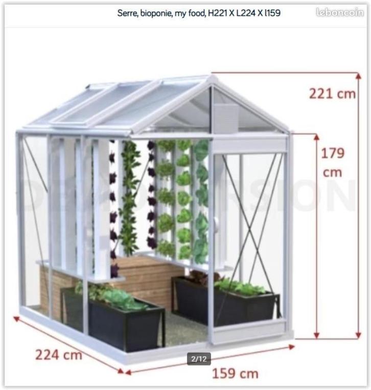 Myfood broeikas, bioponie, mijn eten, H221 X L224 X L159, Tuin en Terras, Kassen, Gebruikt, Kweekkas, Aluminium, Glas, Ophalen