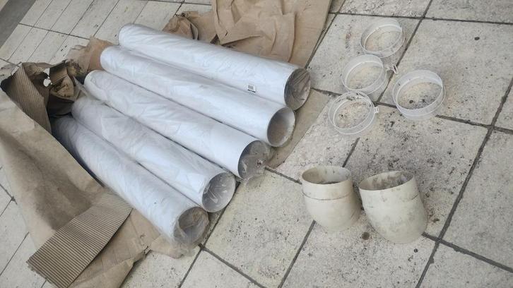 Buizen, hoeken, koppelingen voor ventilatie wit pvc Ø125mm, Doe-het-zelf en Bouw, Ventilatie en Afzuiging, Zo goed als nieuw, Afzuiger