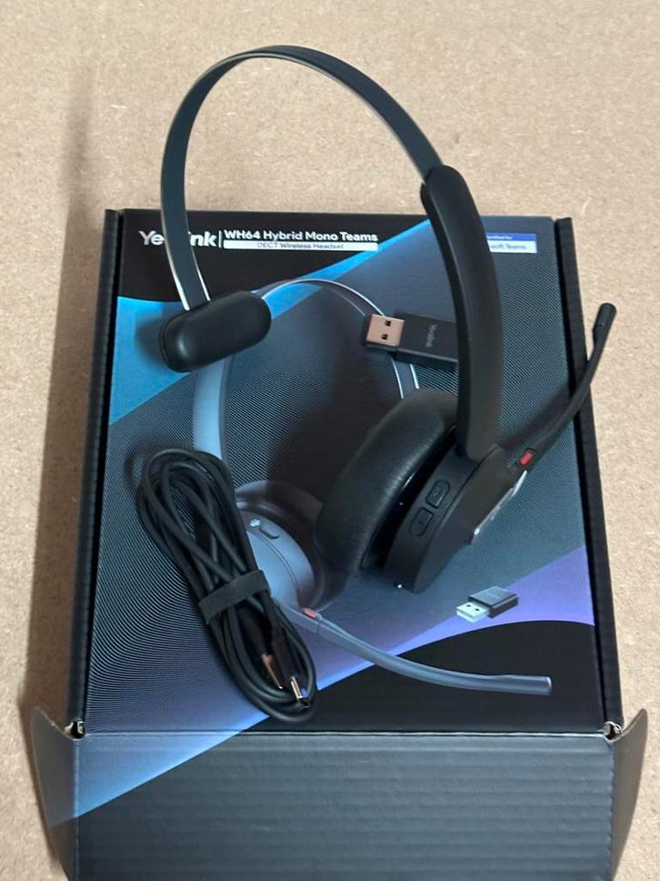 Nieuwe Yealink Mono Team koopje 50 €, Computers en Software, Headsets, Nieuw, On-ear, Draadloos, Gaming headset, Inklapbare microfoon