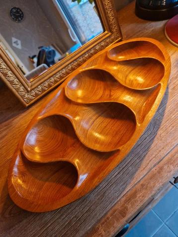 Vintage teak houten dienblad, Ophalen of Verzenden