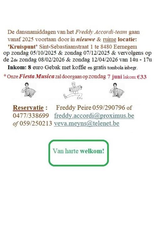 Gratis info en folder Dansnamiddagen te verkrijgen., Hobby en Vrije tijd, Overige Hobby en Vrije tijd, Nieuw, Ophalen