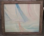 Alfred PROWIZUR, abstractie met zeilboten, Antiek en Kunst, Ophalen of Verzenden