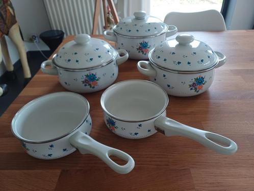 Vintage kookpotten Provinciale Bouquet (alle kookvuren), Huis en Inrichting, Keuken | Potten en Pannen, Keramische plaat, Ophalen of Verzenden