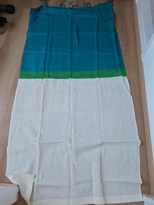 4 gordijnen 100cm200cm %100 linnen, Huis en Inrichting, Stoffering | Gordijnen en Lamellen, Zo goed als nieuw, Wit, Blauw, Groen