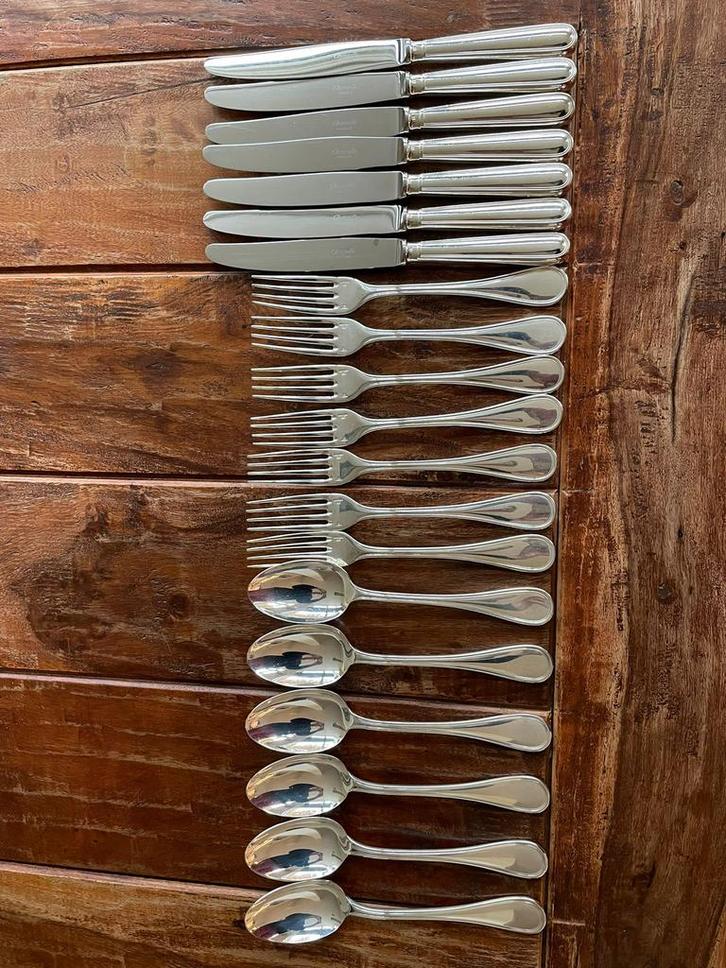 Christofle Albi zilver 7 couverts + 12 desert + meer, Antiquités & Art, Antiquités | Couverts, Enlèvement