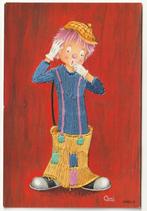 Carte brodée petit clown perd son pantalon Coni 6363, Non affranchie, Envoi, Costume traditionnel