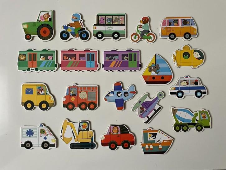 Set van houten magneten - vervoermiddelen, Kinderen en Baby's, Speelgoed | Educatief en Creatief, Zo goed als nieuw, Ontdekken