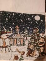 Kussenslopen met kersttafereel., Ophalen of Verzenden, Zo goed als nieuw, Blauw, Vierkant