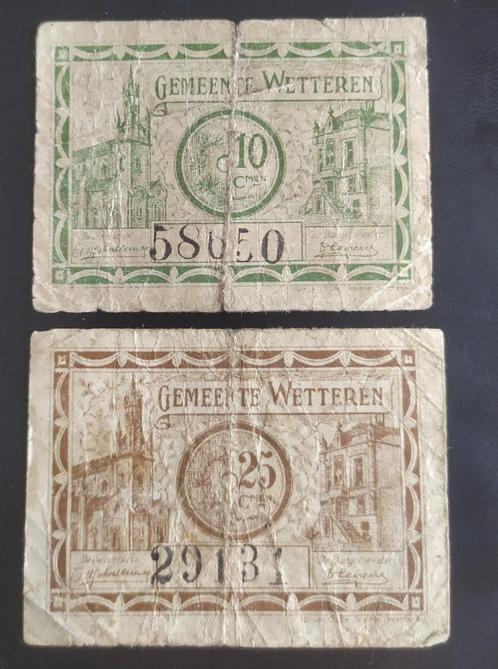Wetteren: 10+25 centiemen 1918 (noodgeld), Postzegels en Munten, Bankbiljetten | België, Setje, Ophalen of Verzenden