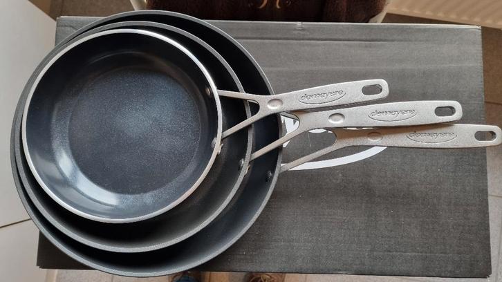 3 Demeyere Pakpannen NIEUW, Huis en Inrichting, Keuken | Potten en Pannen, Nieuw, Pannenset, Aluminium, Inductieplaat, Keramische plaat