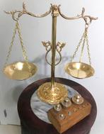 Weegschaal Apotheker met 8 gewichten in blok Antiek✨😍🤗👌, Antiek en Kunst, Ophalen of Verzenden, Brons