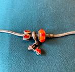 3 Bedels Pandora rood, Handtassen en Accessoires, Bedels, Ophalen of Verzenden, Zilver, Pandora