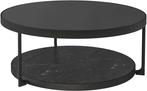 Salontafel marmer look mat glas, Ophalen, 50 tot 100 cm, Rond, 50 tot 100 cm