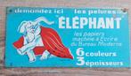 Elephant papier oud reclame bordje in blik, Verzamelen, Ophalen of Verzenden