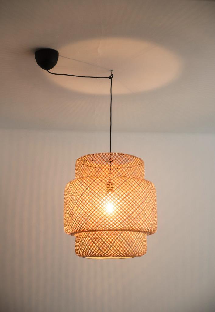 3 hanglampen + 1 stalamp Ratan lamp Ikea sinnerlig BÖJA, Huis en Inrichting, Lampen | Hanglampen, Zo goed als nieuw, Minder dan 50 cm