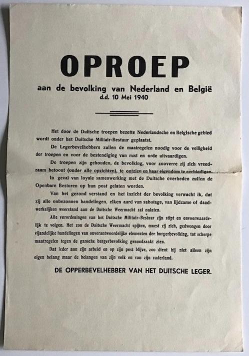 Oproep Mei 1940, Nederland en Belgie, Verzamelen, Militaria | Tweede Wereldoorlog, Overige soorten, Foto of Poster, Ophalen of Verzenden