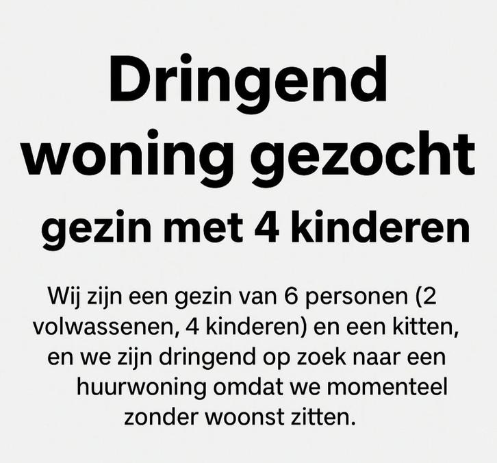 Titel:  Dringend huurwoning gezocht – gezin met 4 kinderen, Immo, Op zoek naar een huis
