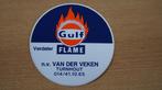 sticker Gulf Flame - Van der Veken Turnhout - stookolie, Nieuw, Ophalen of Verzenden, Merk