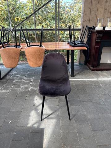 4 fluwelen eetkamerstoelen zwart – per stuk of set beschikbaar voor biedingen