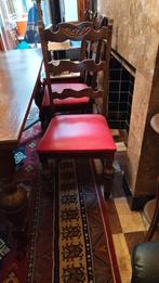 Houten stoelen bekleed met leder, Antiek en Kunst, Ophalen