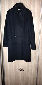 Donkere blauwe lange dames winterjas,gevoerd.Maat 40., Ophalen