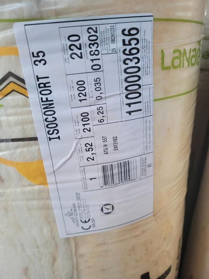 Isoconfort isolatie rollen, Doe-het-zelf en Bouw, Isolatie en Afdichting, Nieuw, Dakisolatie, Glaswol, 12 cm of meer, 15 m² of meer