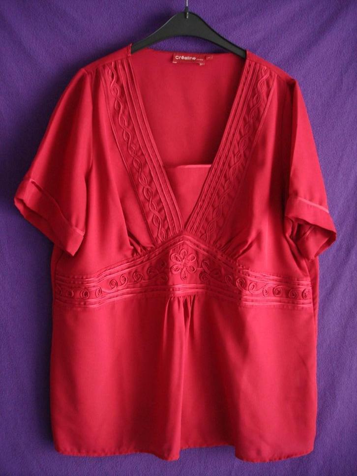 Mooie zomerblouse met korte mouwen., Kleding | Dames, Blouses en Tunieken, Gedragen, Maat 46/48 (XL) of groter, Rood, Ophalen of Verzenden