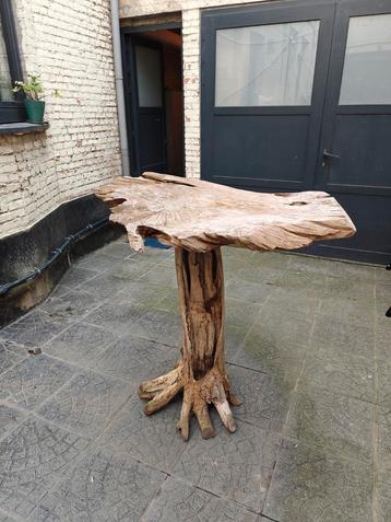 Table de jardin en bois flotté avec tronc d'arbre, Enlèvement, Comme neuf, Bois