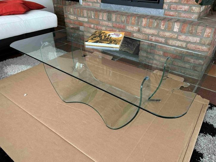 Table de salon en verre courbé, design original, Huis en Inrichting, Tafels | Salontafels, Glas, Ophalen