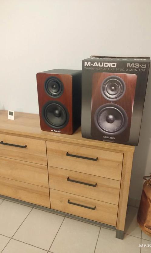 Set M-Audio M3-8 actieve studio-monitor 3-weg, Audio, Tv en Foto, Luidsprekerboxen, Zo goed als nieuw, Ophalen