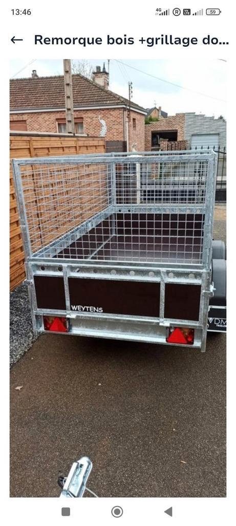 Remorque NEUVE doubles essieux 2m60 1m30 avec rehausses gril, Autos : Divers, Remorques, Neuf, Enlèvement