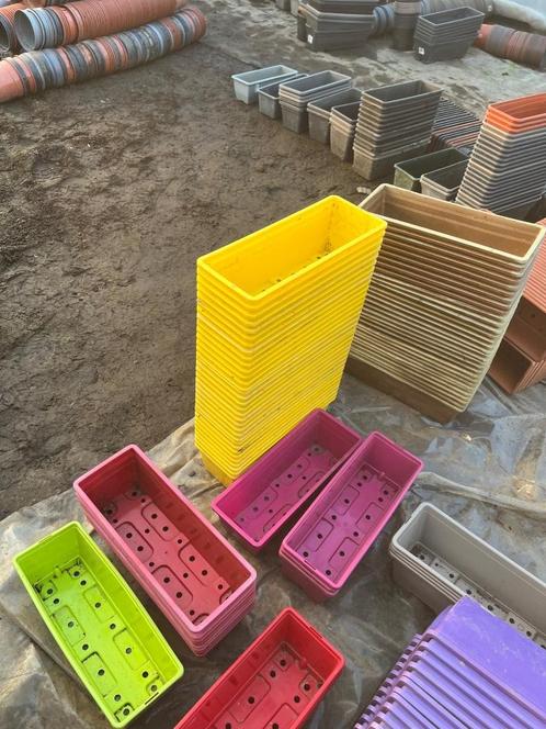 Mooi gekleurde bloembakken 40 cm, Tuin en Terras, Bloembakken en Plantenbakken, Zo goed als nieuw, Kunststof, Binnen, Balkon, Tuin